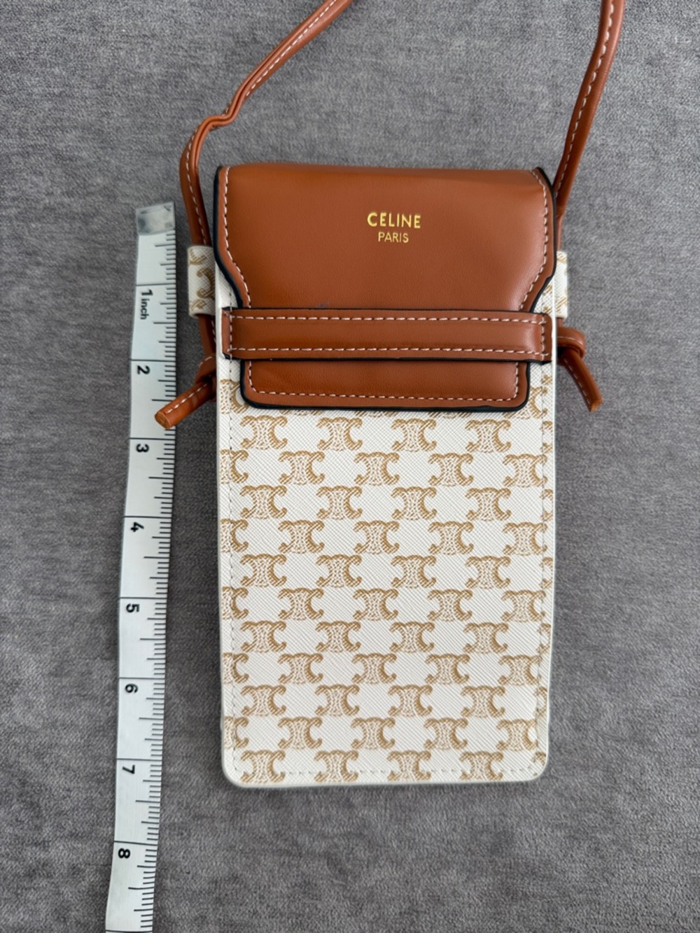 Celine Tan & White Triomphe Pattern Phone Pouch